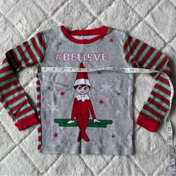 Elf on The Shelf | #Believe Green & Red 2-Piece Striped Pajama Set | Size 6 - Picture 9 of 14